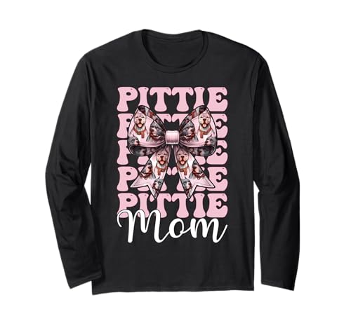 Pittie Mom Pitbull Mom Mama Hund Muttertag Kokette Schleife Langarmshirt von Womens Pink Coquette Bow Pitbull Dog Gifts