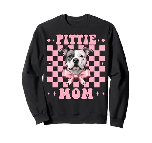 Pittie Mom Pitbull Mom Mama Hund Muttertag Kokette Schleife Sweatshirt von Womens Pink Coquette Bow Pitbull Dog Gifts