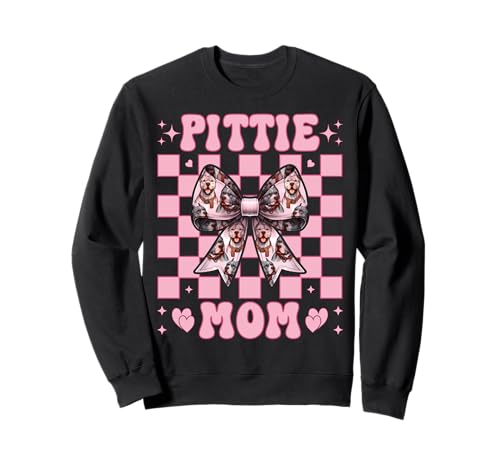 Pittie Mom Pitbull Mom Mama Hund Muttertag Kokette Schleife Sweatshirt von Womens Pink Coquette Bow Pitbull Dog Gifts