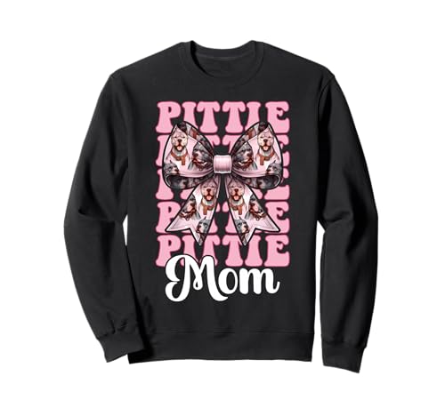 Pittie Mom Pitbull Mom Mama Hund Muttertag Kokette Schleife Sweatshirt von Womens Pink Coquette Bow Pitbull Dog Gifts