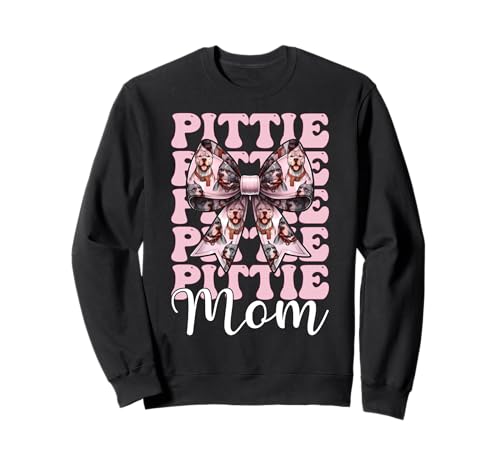 Pittie Mom Pitbull Mom Mama Hund Muttertag Kokette Schleife Sweatshirt von Womens Pink Coquette Bow Pitbull Dog Gifts