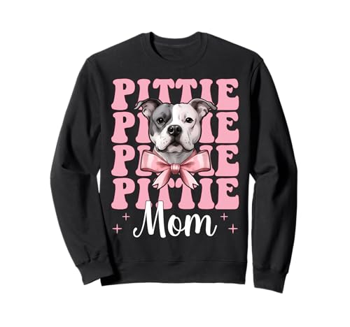 Pittie Mom Pitbull Mom Mama Hund Muttertag Kokette Schleife Sweatshirt von Womens Pink Coquette Bow Pitbull Dog Gifts