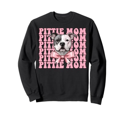 Pittie Mom Pitbull Mom Mama Hund Muttertag Kokette Schleife Sweatshirt von Womens Pink Coquette Bow Pitbull Dog Gifts