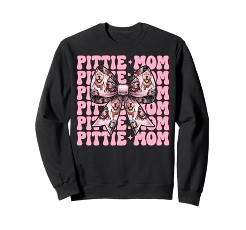 Pittie Mom Pitbull Mom Mama Hund Muttertag Kokette Schleife Sweatshirt von Womens Pink Coquette Bow Pitbull Dog Gifts