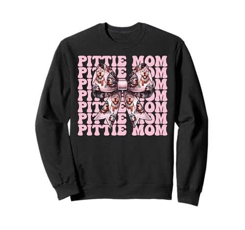 Pittie Mom Pitbull Mom Mama Hund Muttertag Kokette Schleife Sweatshirt von Womens Pink Coquette Bow Pitbull Dog Gifts