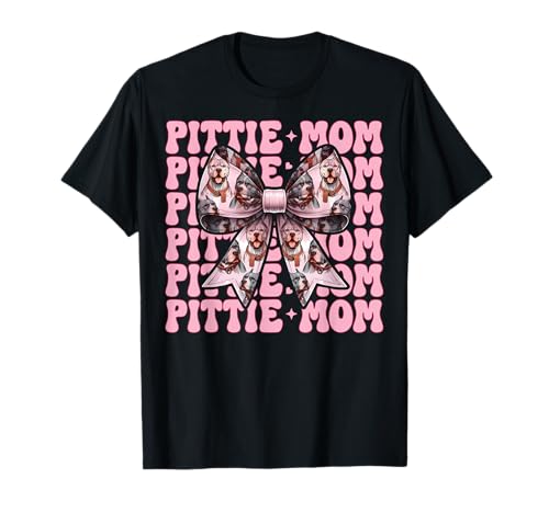 Pittie Mom Pitbull Mom Mama Hund Muttertag Kokette Schleife T-Shirt Pittie Mom Pitbull Mom Mama Hund Muttertag Kokette Schleife T-Shirt von Womens Pink Coquette Bow Pitbull Dog Gifts