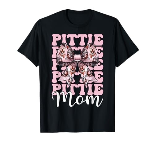 Pittie Mom Pitbull Mom Mama Hund Muttertag Kokette Schleife T-Shirt von Womens Pink Coquette Bow Pitbull Dog Gifts