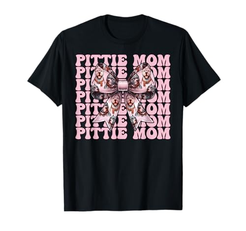 Pittie Mom Pitbull Mom Mama Hund Muttertag Kokette Schleife T-Shirt Pittie Mom Pitbull Mom Mama Hund Muttertag Kokette Schleife T-Shirt von Womens Pink Coquette Bow Pitbull Dog Gifts