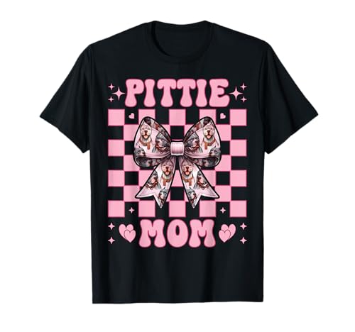 Pittie Mom Pitbull Mom Mama Hund Muttertag Kokette Schleife T-Shirt Pittie Mom Pitbull Mom Mama Hund Muttertag Kokette Schleife T-Shirt von Womens Pink Coquette Bow Pitbull Dog Gifts