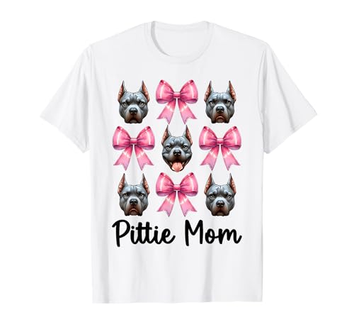 Pittie Mom Pitbull Mom Mama Hund Muttertag Kokette Schleife T-Shirt von Womens Pink Coquette Bow Pitbull Dog Gifts