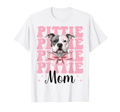 Pittie Mom Pitbull Mom Mama Hund Muttertag Kokette Schleife T-Shirt von Womens Pink Coquette Bow Pitbull Dog Gifts