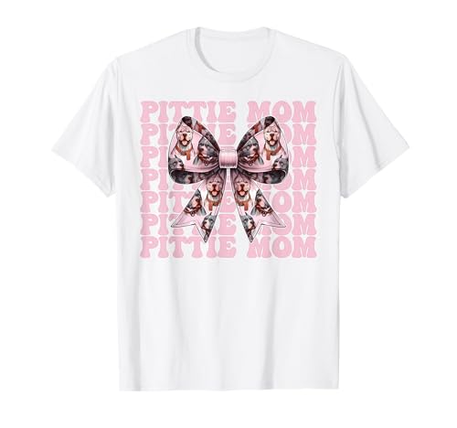Pittie Mom Pitbull Mom Mama Hund Muttertag Kokette Schleife T-Shirt von Womens Pink Coquette Bow Pitbull Dog Gifts