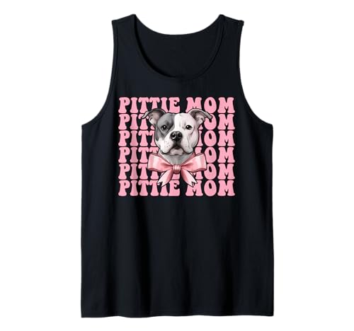 Pittie Mom Pitbull Mom Mama Hund Muttertag Kokette Schleife Tank Top von Womens Pink Coquette Bow Pitbull Dog Gifts
