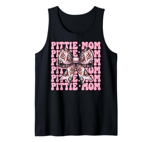 Pittie Mom Pitbull Mom Mama Hund Muttertag Kokette Schleife Tank Top von Womens Pink Coquette Bow Pitbull Dog Gifts