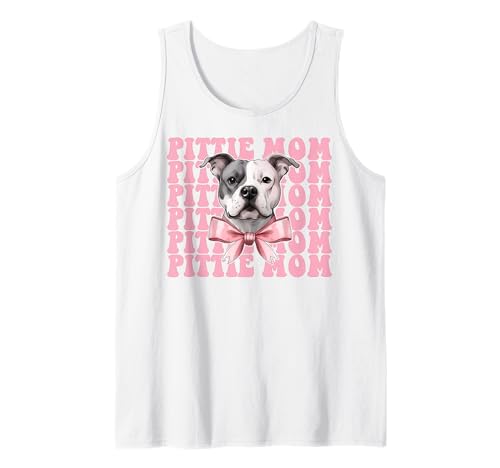 Pittie Mom Pitbull Mom Mama Hund Muttertag Kokette Schleife Tank Top von Womens Pink Coquette Bow Pitbull Dog Gifts