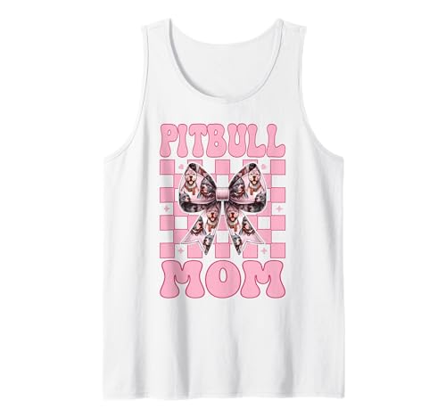Pittie Mom Pitbull Mom Mama Hund Muttertag Kokette Schleife Tank Top von Womens Pink Coquette Bow Pitbull Dog Gifts