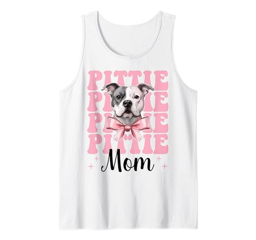 Pittie Mom Pitbull Mom Mama Hund Muttertag Kokette Schleife Tank Top von Womens Pink Coquette Bow Pitbull Dog Gifts