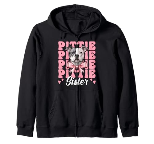 Pittie Sister Pitbull Dog Girl Rosa Kokette Schleife Kapuzenjacke Pittie Sister Pitbull Dog Girl Rosa Kokette Schleife Kapuzenjacke von Womens Pink Coquette Bow Pitbull Dog Gifts
