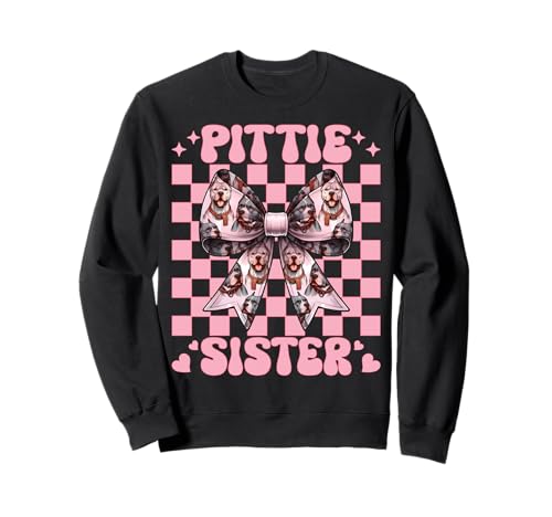 Pittie Sister Pitbull Dog Girl Rosa Kokette Schleife Sweatshirt Pittie Sister Pitbull Dog Girl Rosa Kokette Schleife Sweatshirt von Womens Pink Coquette Bow Pitbull Dog Gifts