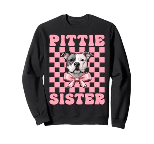 Pittie Sister Pitbull Dog Girl Rosa Kokette Schleife Sweatshirt Pittie Sister Pitbull Dog Girl Rosa Kokette Schleife Sweatshirt von Womens Pink Coquette Bow Pitbull Dog Gifts