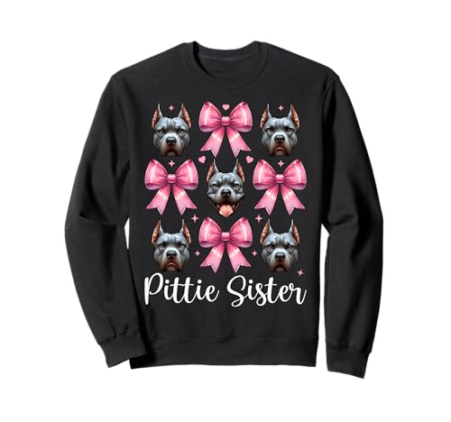 Pittie Sister Pitbull Dog Girl Rosa Kokette Schleife Sweatshirt Pittie Sister Pitbull Dog Girl Rosa Kokette Schleife Sweatshirt von Womens Pink Coquette Bow Pitbull Dog Gifts