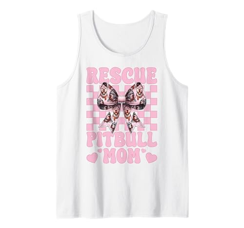 Rescue Pitbull Mom Pitbull Mama Hund Rettung Muttertag Tank Top von Womens Pink Coquette Bow Pitbull Dog Gifts