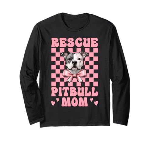 Rescue Pitbull Mom Pitbull Mama Hund Rettungskokette Langarmshirt Rescue Pitbull Mom Pitbull Mama Hund Rettungskokette Langarmshirt von Womens Pink Coquette Bow Pitbull Dog Gifts