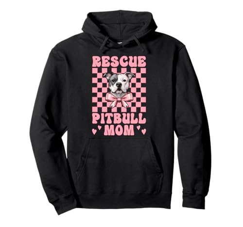 Rescue Pitbull Mom Pitbull Mama Hund Rettungskokette Pullover Hoodie von Womens Pink Coquette Bow Pitbull Dog Gifts