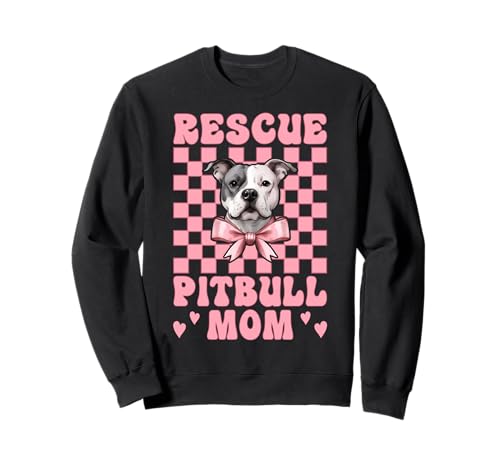 Rescue Pitbull Mom Pitbull Mama Hund Rettungskokette Sweatshirt von Womens Pink Coquette Bow Pitbull Dog Gifts
