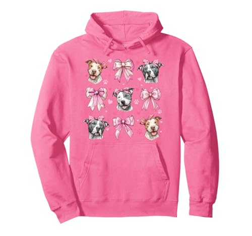 Pitbull Pittie Coquette Bow für Mama und Mädchen, Rosa Pullover Hoodie von Womens Pink Coquette Bow Pitbull Pittie Gifts