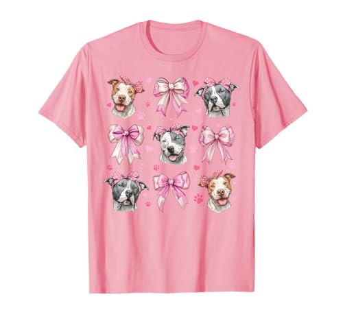 Pitbull Pittie Coquette Bow für Mama und Mädchen, Rosa T-Shirt von Womens Pink Coquette Bow Pitbull Pittie Gifts