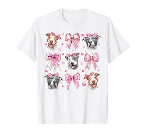 Pitbull Pittie Coquette Bow für Mama und Mädchen, Rosa T-Shirt von Womens Pink Coquette Bow Pitbull Pittie Gifts