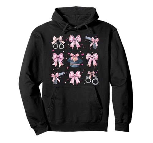 Polizistin Strafverfolgung Mädchen Kokette Schleife Rosa Pullover Hoodie Polizistin Strafverfolgung Mädchen Kokette Schleife Rosa Pullover Hoodie von Womens Pink Coquette Bow Police Officer Gifts