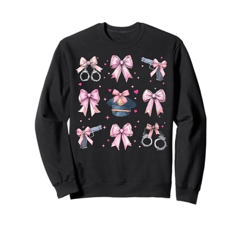 Polizistin Strafverfolgung Mädchen Kokette Schleife Rosa Sweatshirt Polizistin Strafverfolgung Mädchen Kokette Schleife Rosa Sweatshirt von Womens Pink Coquette Bow Police Officer Gifts