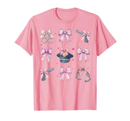 Polizistin Strafverfolgung Mädchen Kokette Schleife Rosa T-Shirt Polizistin Strafverfolgung Mädchen Kokette Schleife Rosa T-Shirt von Womens Pink Coquette Bow Police Officer Gifts
