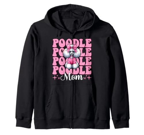 Pudel Mama Pudel Mama Hund Muttertag Kokette Schleife Kapuzenjacke von Womens Pink Coquette Bow Poodle Dog Gifts