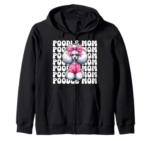 Pudel Mama Pudel Mama Hund Muttertag Kokette Schleife Kapuzenjacke von Womens Pink Coquette Bow Poodle Dog Gifts