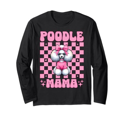 Pudel Mama Pudel Mama Hund Muttertag Kokette Schleife Langarmshirt von Womens Pink Coquette Bow Poodle Dog Gifts