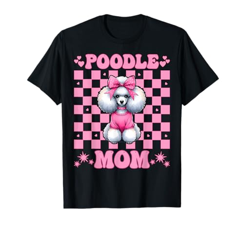 Pudel Mama Pudel Mama Hund Muttertag Kokette Schleife T-Shirt von Womens Pink Coquette Bow Poodle Dog Gifts