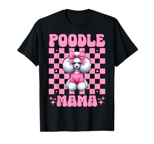 Pudel Mama Pudel Mama Hund Muttertag Kokette Schleife T-Shirt von Womens Pink Coquette Bow Poodle Dog Gifts