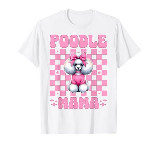 Pudel Mama Pudel Mama Hund Muttertag Kokette Schleife T-Shirt von Womens Pink Coquette Bow Poodle Dog Gifts