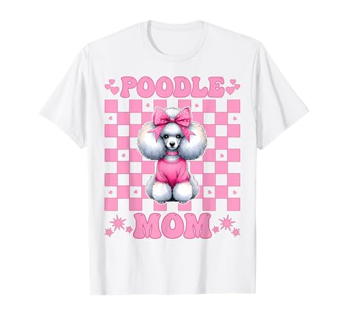 Pudel Mama Pudel Mama Hund Muttertag Kokette Schleife T-Shirt von Womens Pink Coquette Bow Poodle Dog Gifts