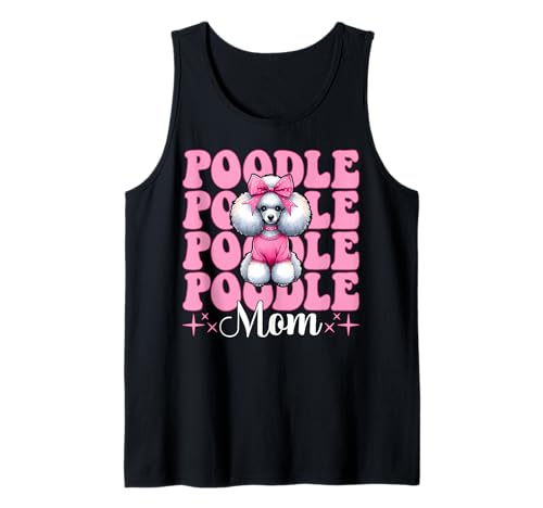 Pudel Mama Pudel Mama Hund Muttertag Kokette Schleife Tank Top von Womens Pink Coquette Bow Poodle Dog Gifts