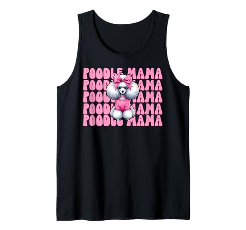 Pudel Mama Pudel Mama Hund Muttertag Kokette Schleife Tank Top von Womens Pink Coquette Bow Poodle Dog Gifts