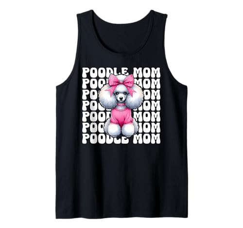 Pudel Mama Pudel Mama Hund Muttertag Kokette Schleife Tank Top von Womens Pink Coquette Bow Poodle Dog Gifts