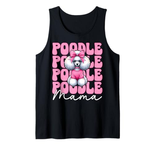 Pudel Mama Pudel Mama Hund Muttertag Kokette Schleife Tank Top von Womens Pink Coquette Bow Poodle Dog Gifts