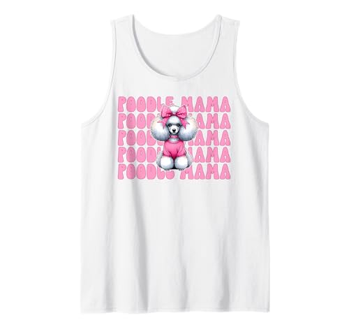 Pudel Mama Pudel Mama Hund Muttertag Kokette Schleife Tank Top von Womens Pink Coquette Bow Poodle Dog Gifts