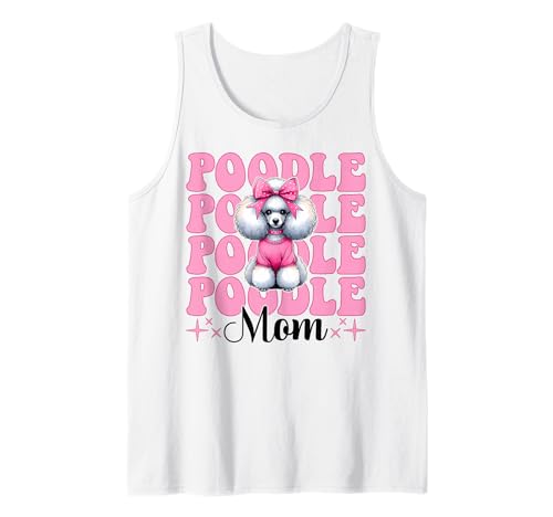 Pudel Mama Pudel Mama Hund Muttertag Kokette Schleife Tank Top von Womens Pink Coquette Bow Poodle Dog Gifts