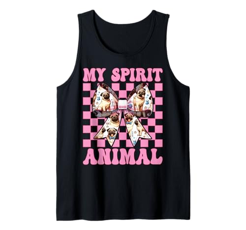 Mops Hund Mädchen Mops Mama Rosa Kokette Schleife My Spirit Tier Tank Top von Womens Pink Coquette Bow Pug Dog Gifts
