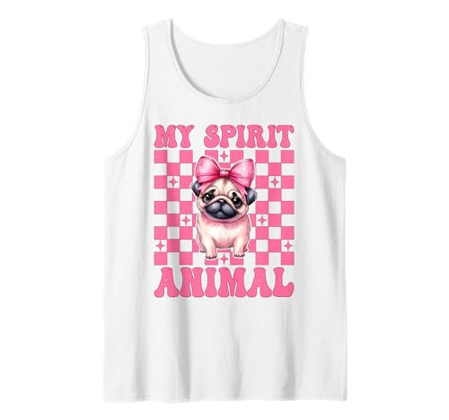 Mops Hund Mädchen Mops Mama Rosa Kokette Schleife My Spirit Tier Tank Top von Womens Pink Coquette Bow Pug Dog Gifts
